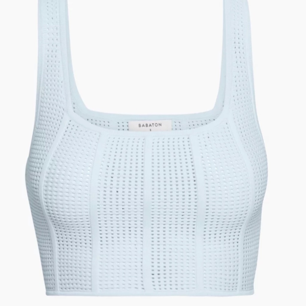 Aritzia Babaton Sculpt Squareneck Cropped Tank in Ice Blue